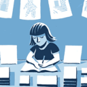 Illustration of a person signing their comics