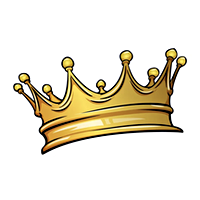 A cartoon crown for a queen or king.