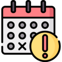 Calendar with an exclamation point on a deadline (via Freepik).